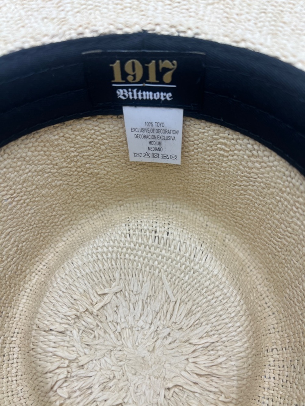 1917 Biltmore Straw Fedora with Black Band. - Picture 7 of 7
